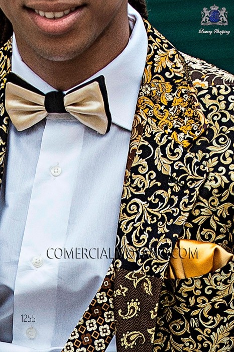 Italian bespoke gold/black silk patchwork jacket 1255 Ottavio