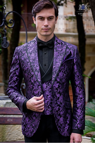 Purple pure silk jacquard party blazer 4014 Mario Moyano