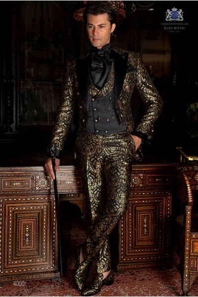 Black with gold floral brocade Gothic tailcoat 4000 Mario Moyano