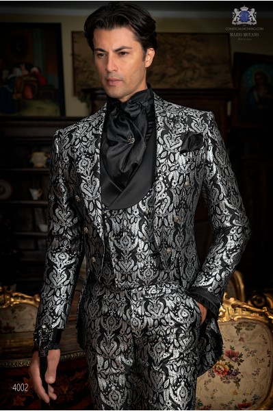 Black with silver floral brocade Gothic tailcoat 4002 Mario Moyano