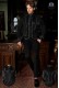 Black jacquard gothic tailcoat with dragon embroidery 4003 Mario Moyano