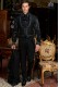 Black jacquard gothic tailcoat with silver embroidery 4007 