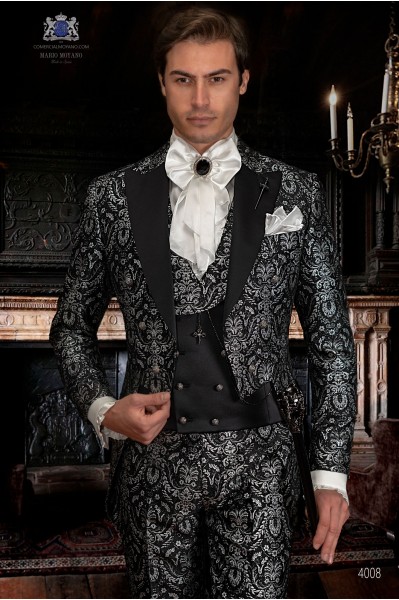 Black with silver brocade Gothic tailcoat 4008 Mario Moyano