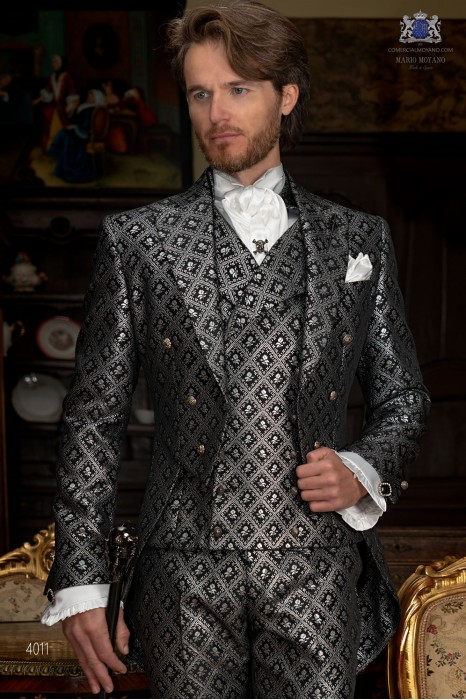 Black with silver brocade tailcoat in gothic style 4011 Mario Moyano
