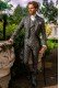 Black with silver brocade tailcoat in gothic style 4011