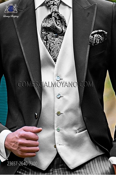 Pearl gray groom waistcoat in satin fabric