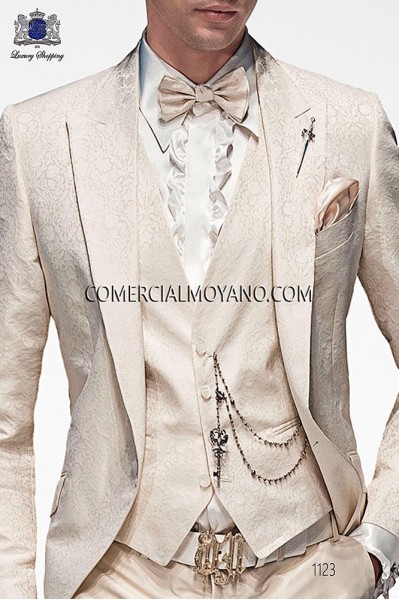 White fashion waistcoat in polyester jacquard fabric