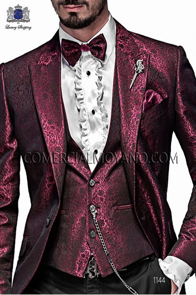 Bordeaux fashion waistcoat in polyester jacquard fabric