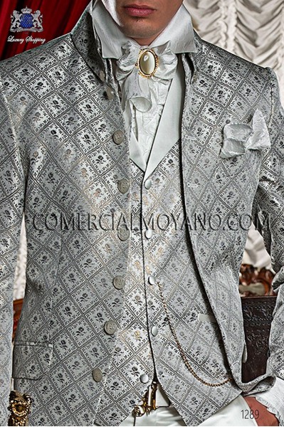 Ivory period waistcoat in brocade fabric