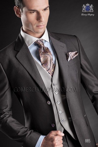 Gray waistcoat with contrast piping