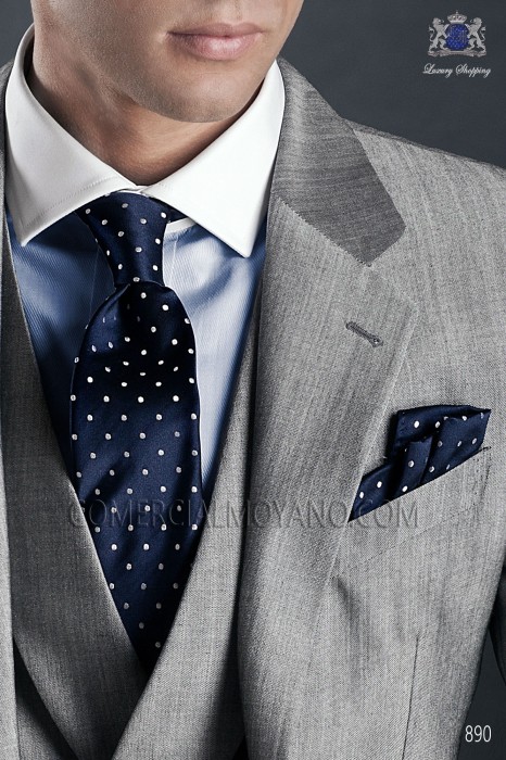 Navy blue tie and handkerchief