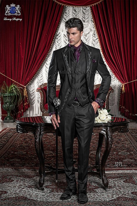 Italian black wedding suit