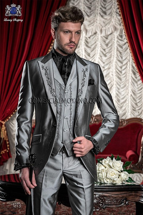 Italian light gray wedding suit