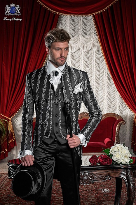 Italian black-silver baroque wedding suit
