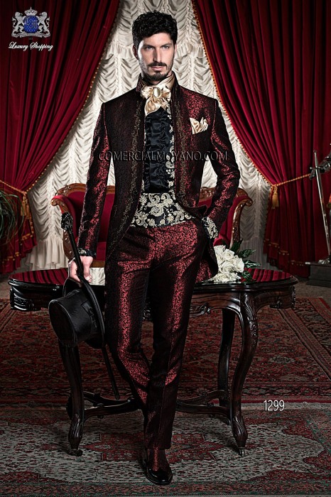 Baroque Italian red/black groom suit