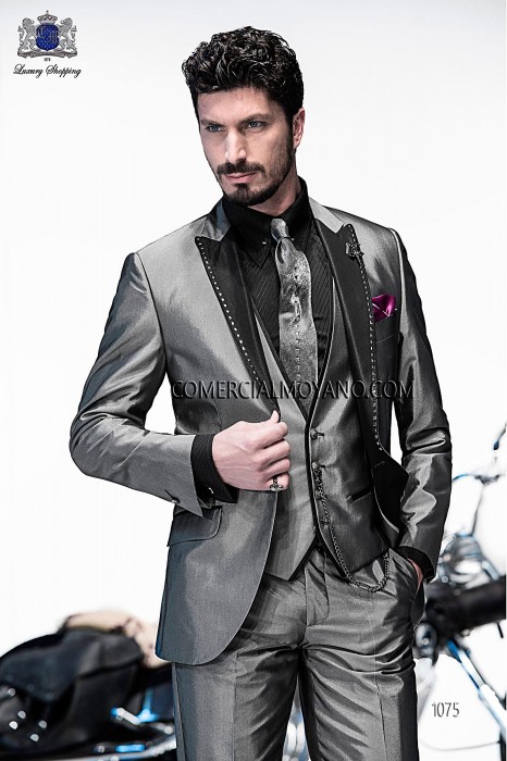 Italian high fashion gray vested suit