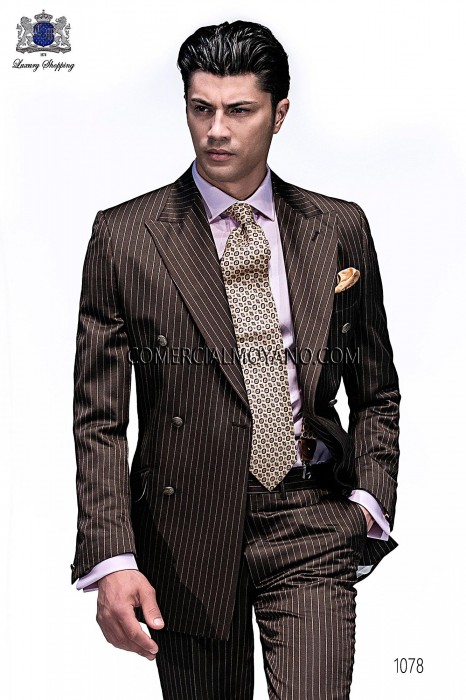 Italian brown pinstripe fashion suit
