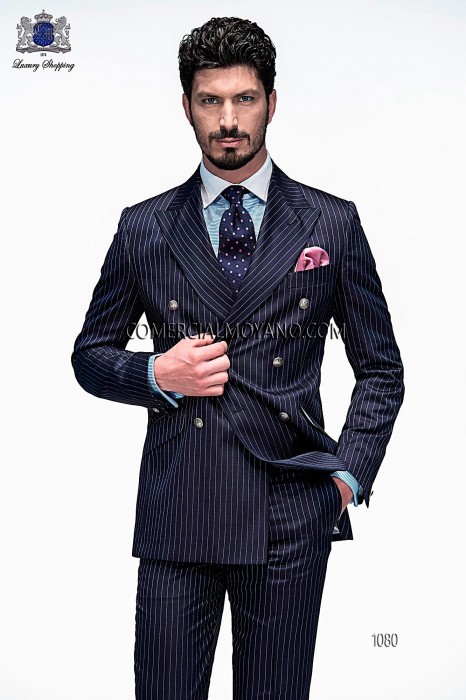 Italian blue pinstripe fashion suit