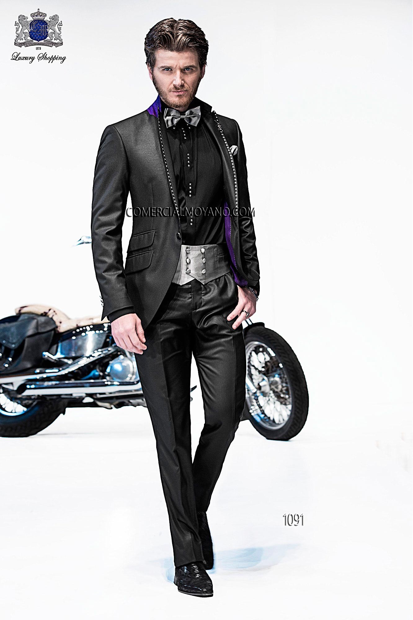 Emotion black men wedding suit model 1091 Mario Moyano