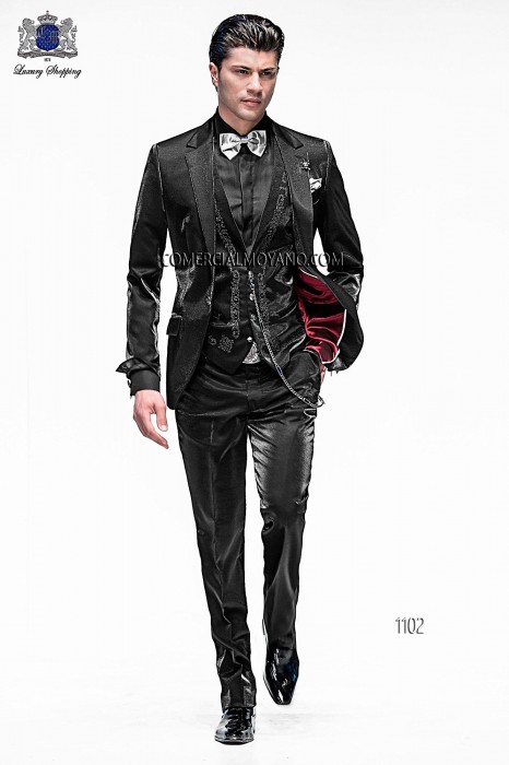 Traje de moda italiano con chaleco negro 1102 Ottavio Nuccio Gala