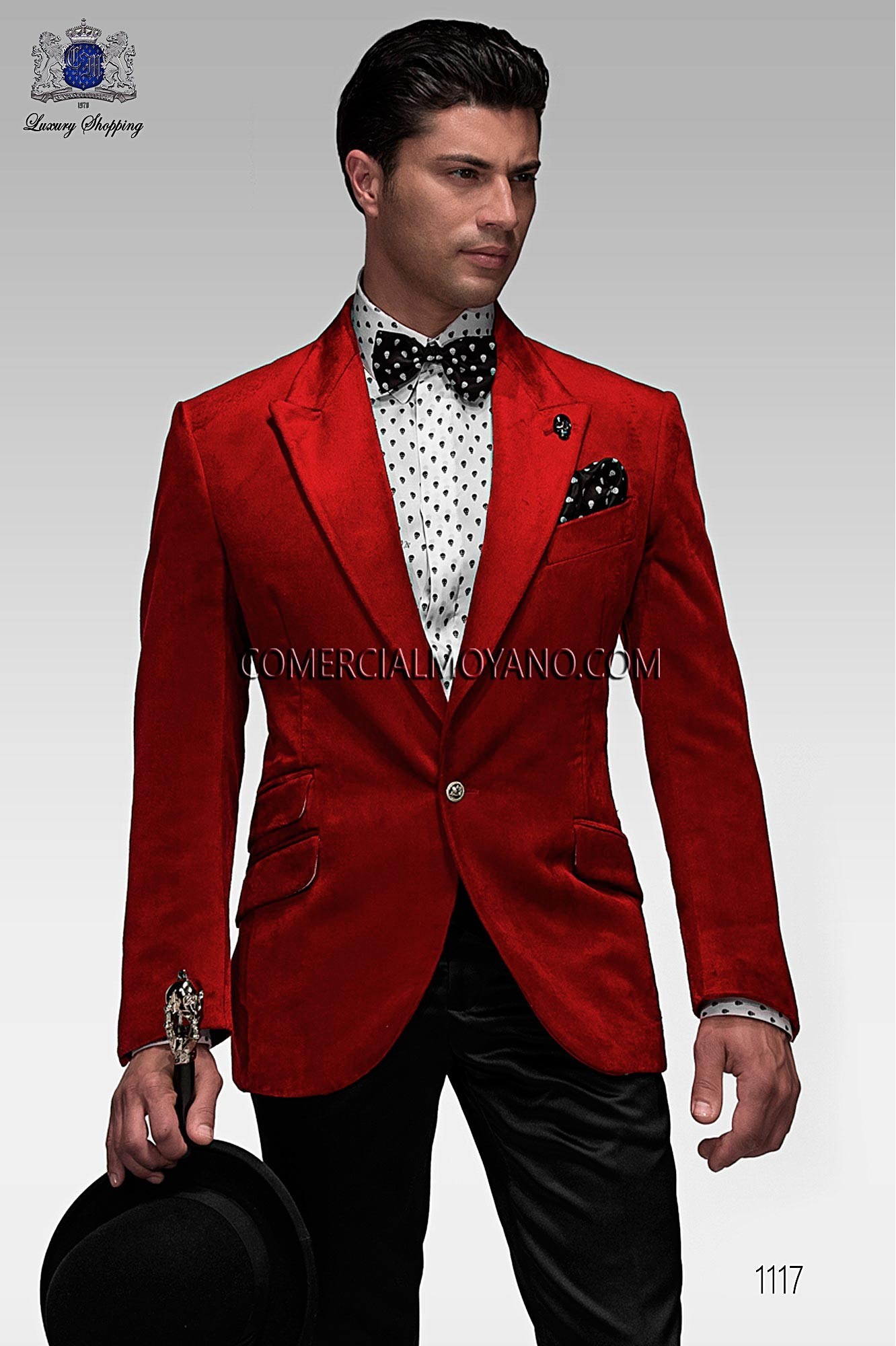 Red satin italian fashion jacket, Ottavio Nuccio Gala.