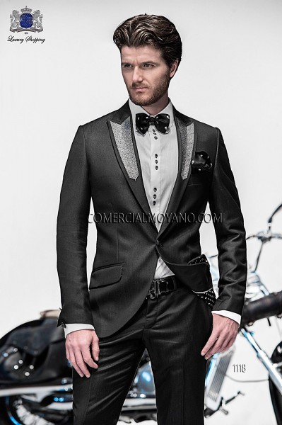 Italian emotion black men wedding suit style 1118 Mario Moyano