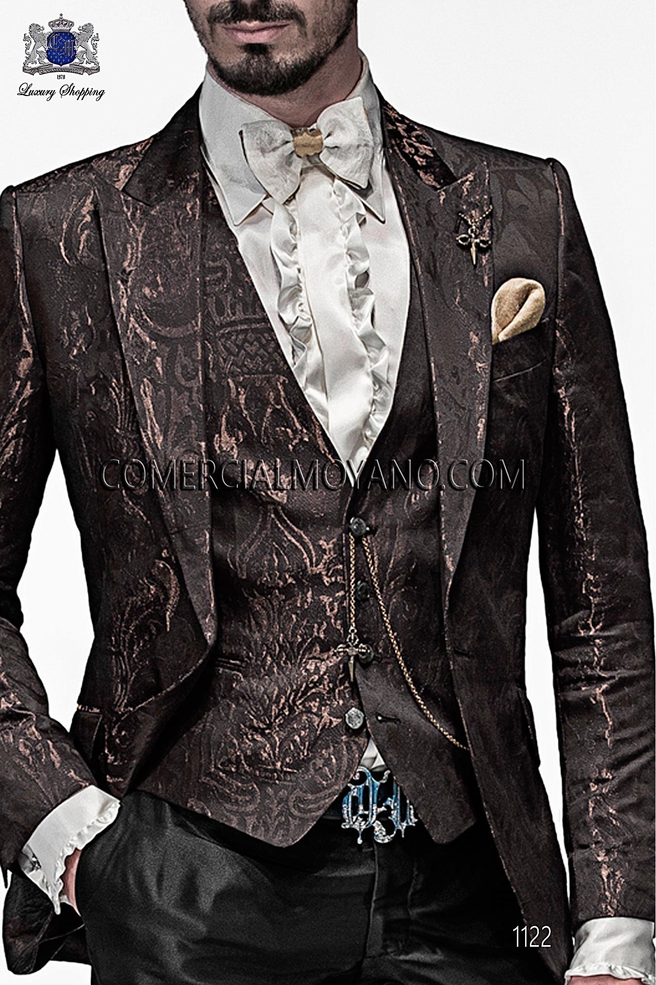 Italian emotion brown damask men wedding suit, model: 1122 Mario Moyano Emotion Collection