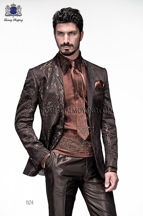 Italian brown jacquard fashion jacket