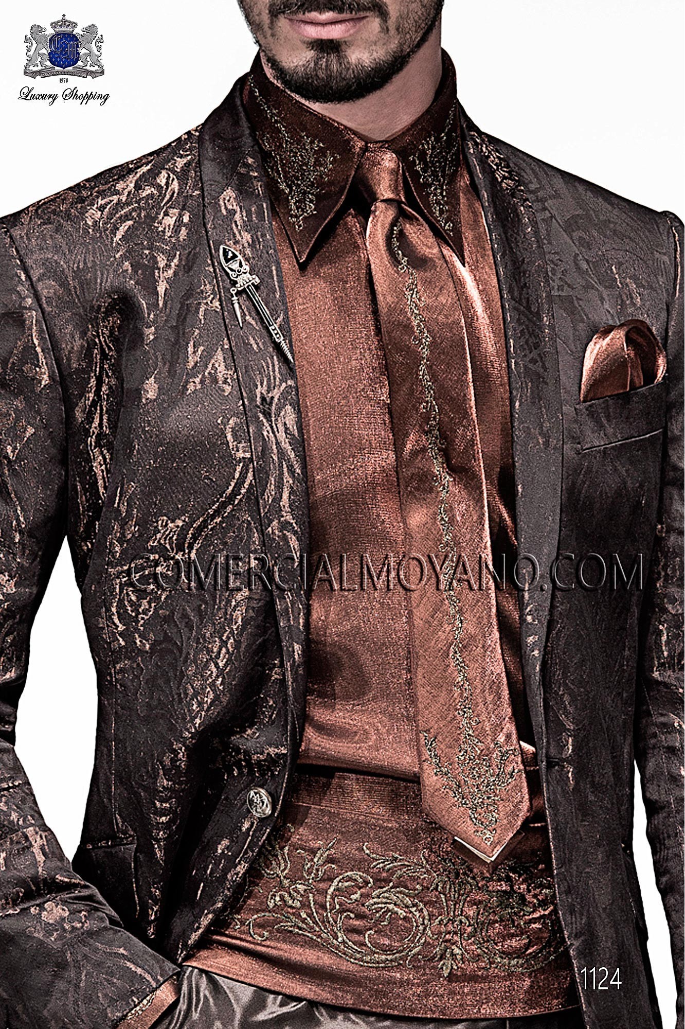 Italian emotion brown men wedding suit, model: 1124 Mario Moyano Emotion Collection