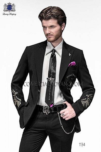 black embroidery fashion suit