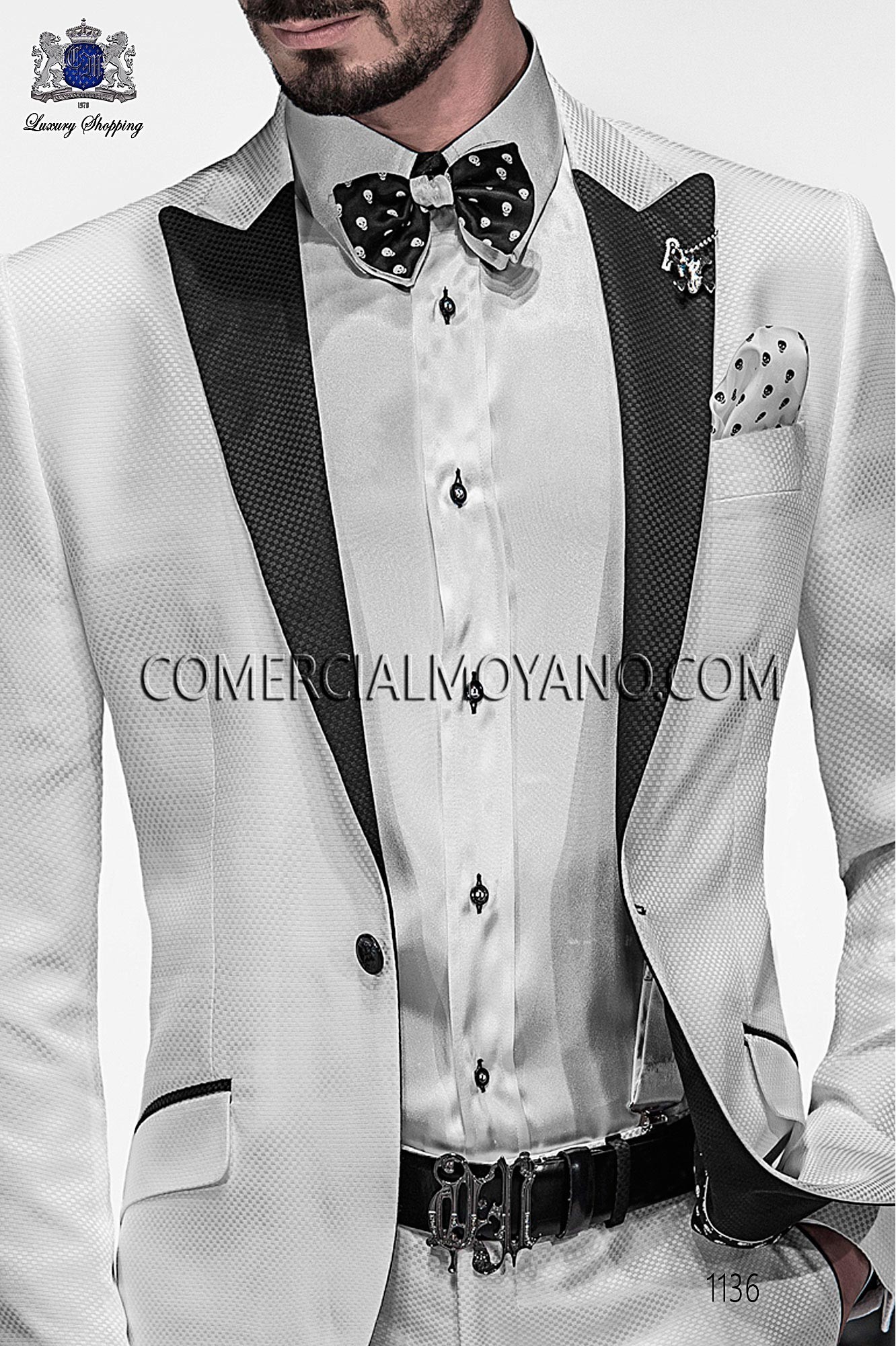 Italian emotion white men wedding suit, model: 1136 Mario Moyano Emotion Collection