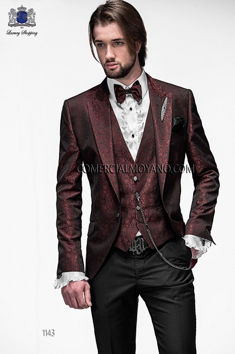 Italian burgundy jacquard fashion jacket