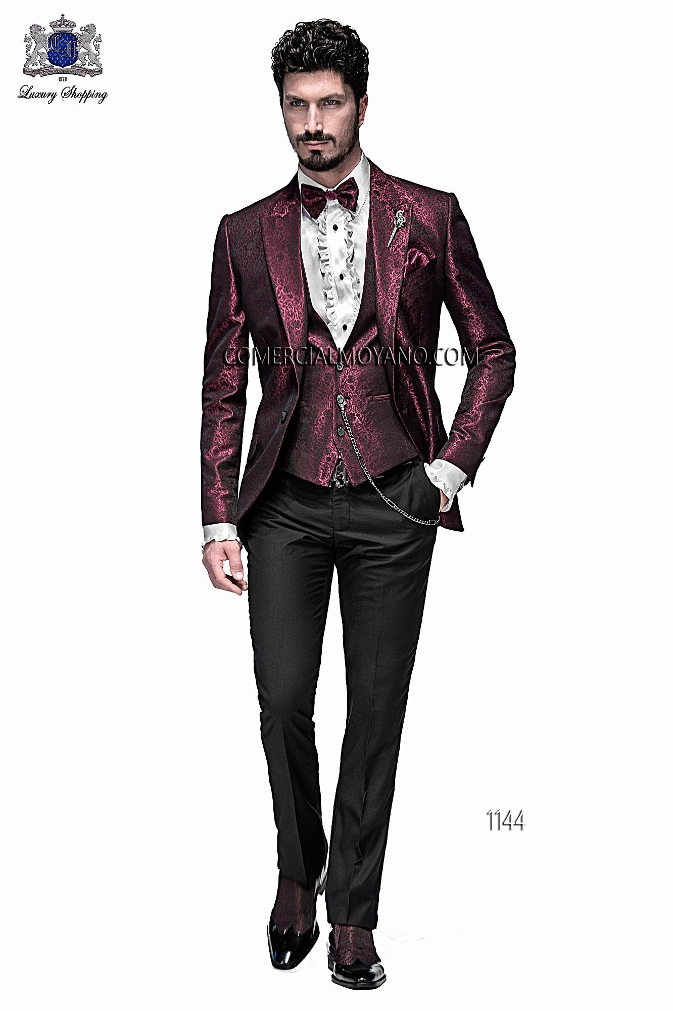 Emotion black and bordeaux men wedding suit model 1144 Mario Moyano