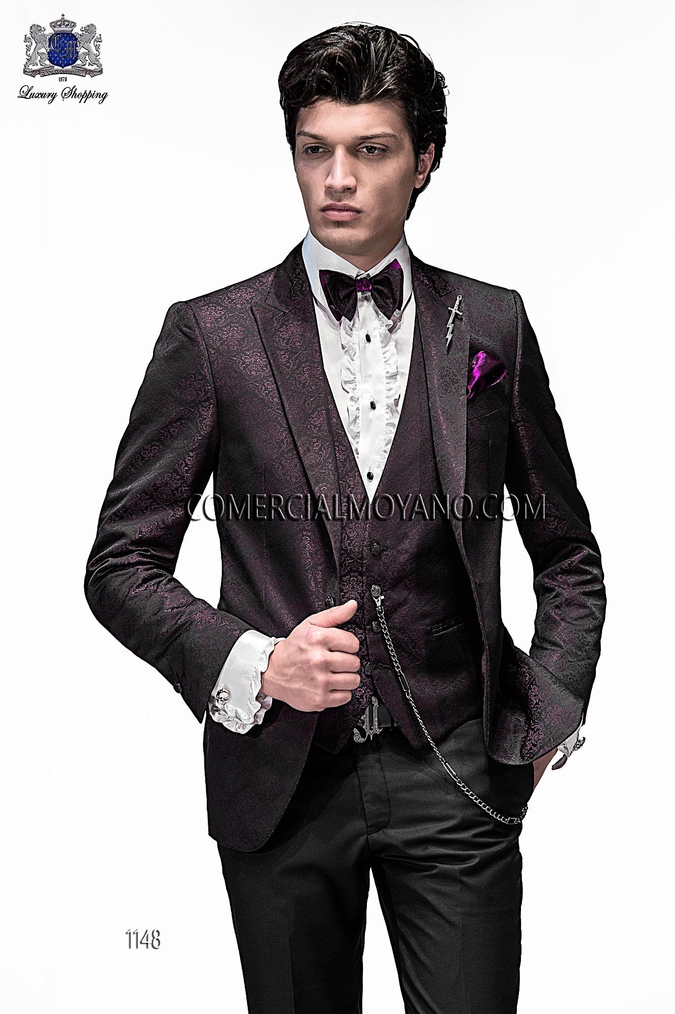 Emotion black and purple men wedding suit model 1148 Mario Moyano