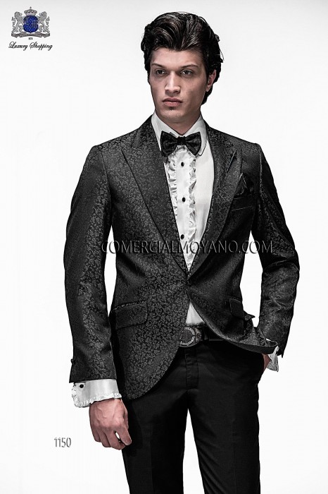 Italian black/gray brocade fashion jacket