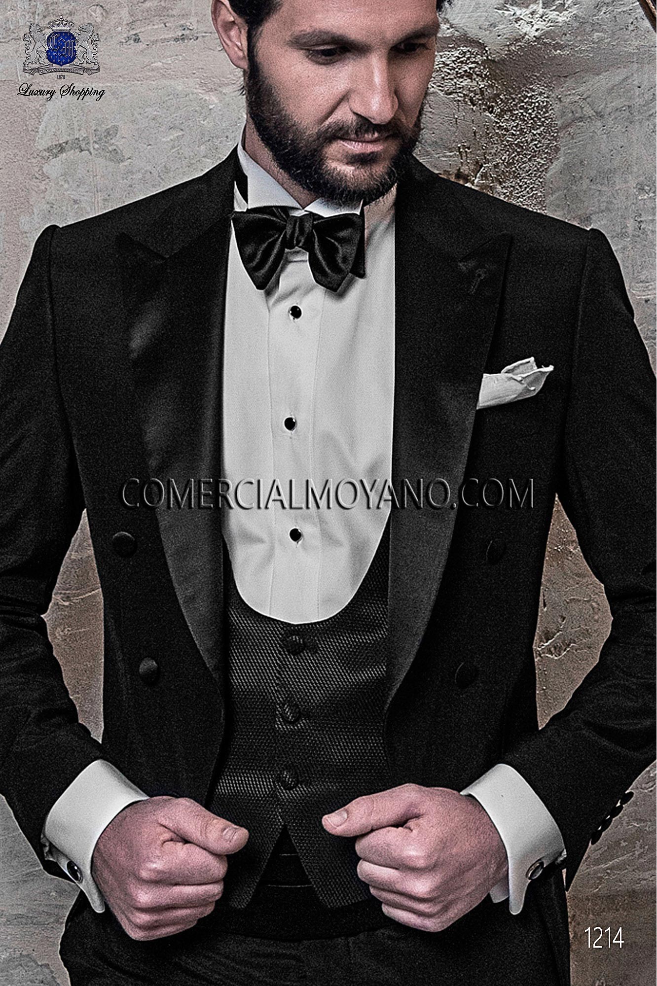 Traje BlackTie de novio negro modelo: 1214 Mario Moyano colección Black Tie