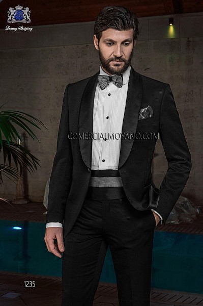 Italian blacktie black men wedding suit style 1235 Mario Moyano