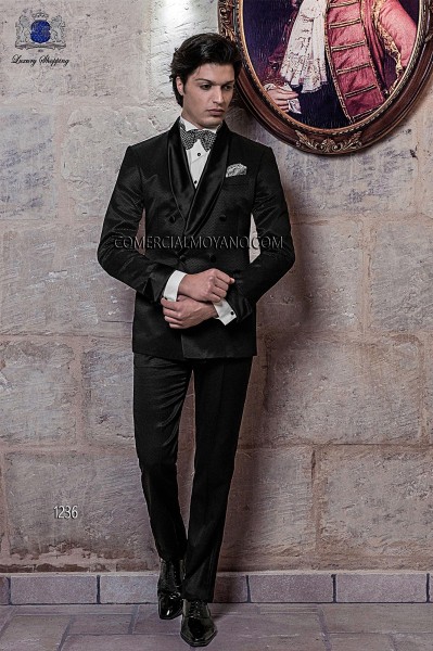 Italian blacktie black men wedding suit style 1236 Mario Moyano