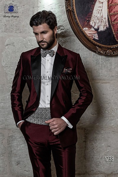 Italian blacktie burgundy men wedding suit style 1238 Mario Moyano