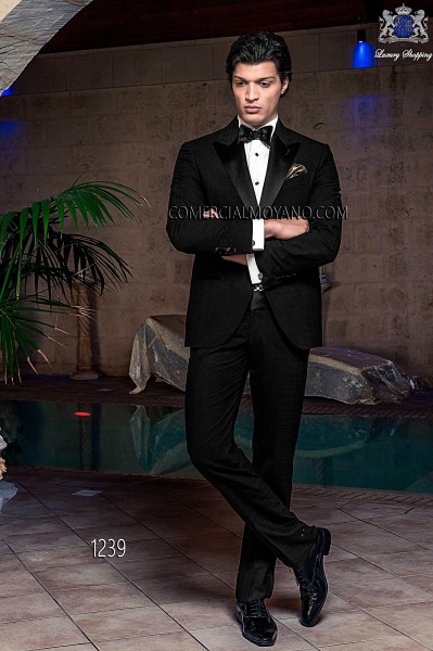 Italian blacktie black men wedding suit style 1239 Mario Moyano