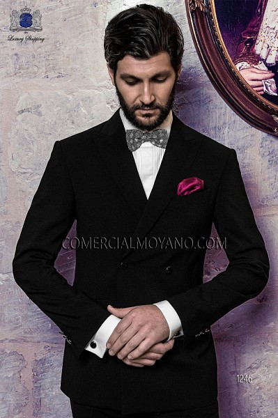 Italian blacktie black men wedding suit style 1246 Mario Moyano