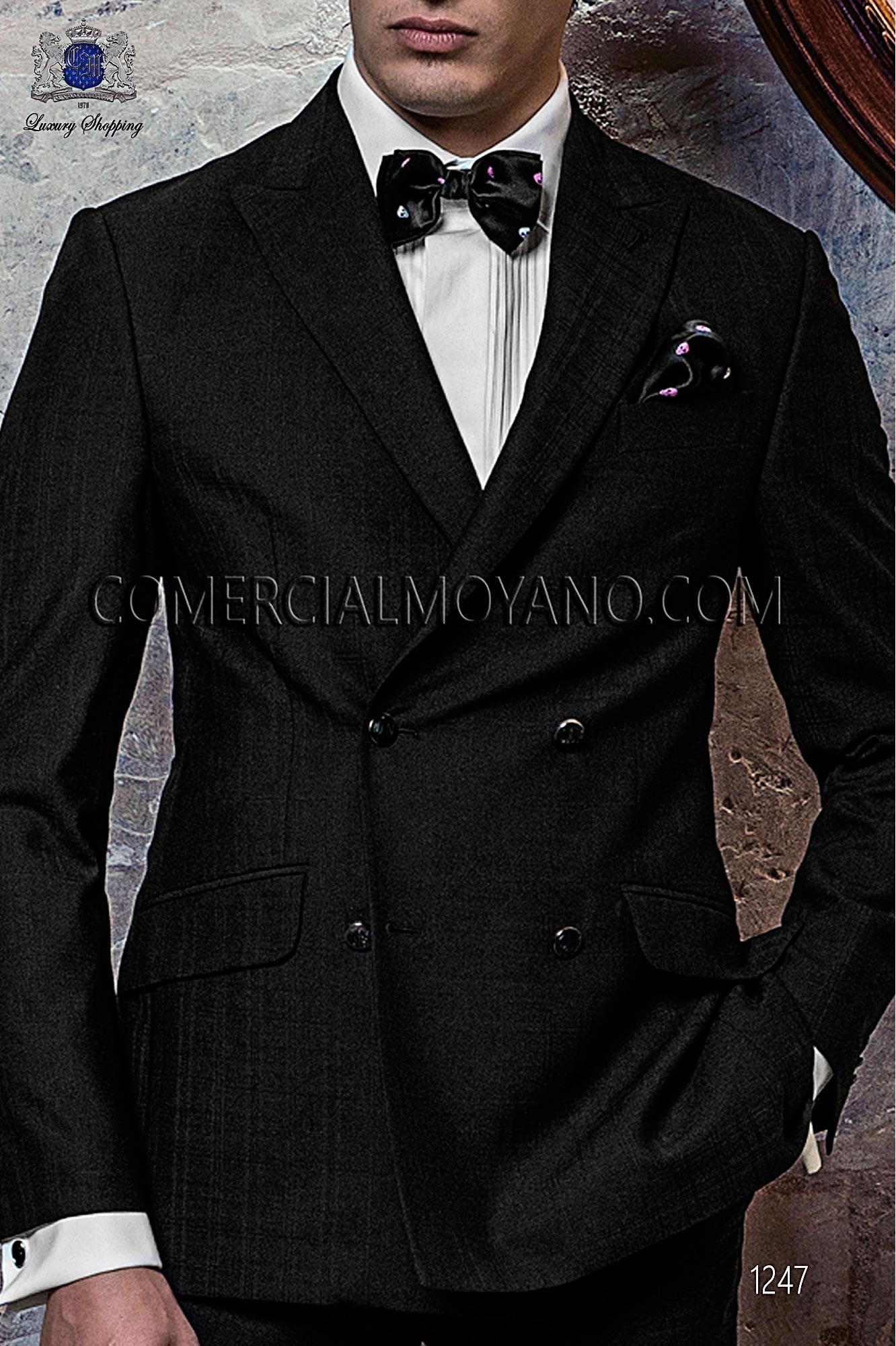 Italian blacktie Black men wedding suit, model: 1247 Mario Moyano Black Tie Collection