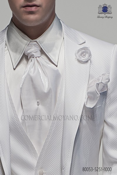 White ascot tie and handkerchief