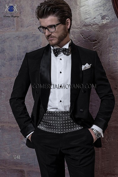 Italian blacktie black men wedding suit style 1248 Mario Moyano