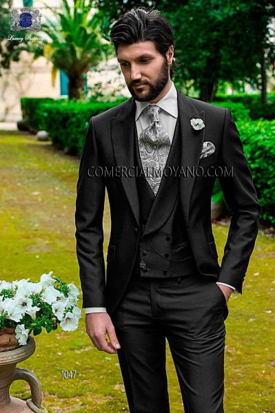 Traje de novio italiano de moda negro, modelo 1047 colección Fashion Mario Moyano