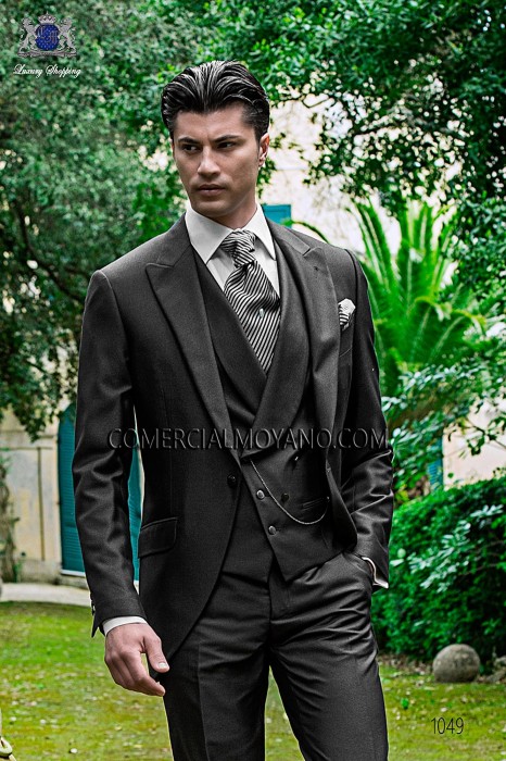 Italian gray short frock wedding suit