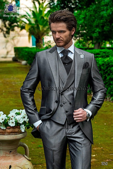 Italian pearl gray short frock wedding suit 