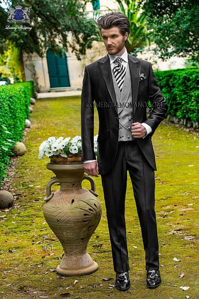 Italian fashion black men wedding suit style 1051 Mario Moyano