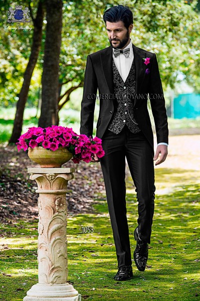 Italian fashion black men wedding suit style 1053 Mario Moyano