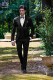 Italian black three pieces short frock groom suit